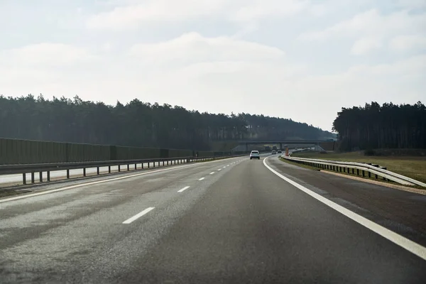 Nouvelle Autoroute Pologne Autostrada Officiellement Nommée Amber Highway Vue Voiture — Photo