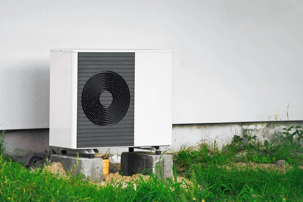 stock image Ground Source Heat Pump Unit. Heat pump on the ground. Heat pump - the efficient source of heat. Sustainable future heating.