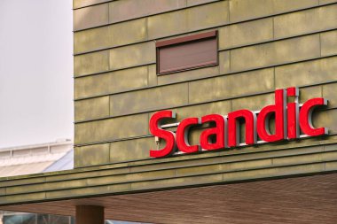 19 Eylül 2023 Norveç, Avrupa. Scandic Hotels: Trondheim, Norveç 'te bir Nordic Chain. Avrupa 'da İskandinav oteller zinciri.