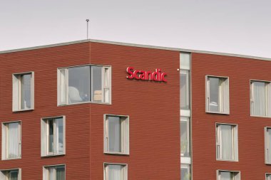 19 Eylül 2023 Norveç, Avrupa. Scandic Hotels: Trondheim, Norveç 'te bir Nordic Chain. Avrupa 'da İskandinav oteller zinciri.