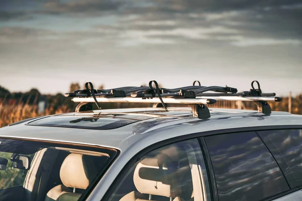 Versatile Roof Rack Station Wagons Safely Transporting Sports Equipment Big — Stok Foto