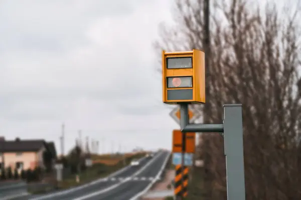 Yellow speedcamera traffic control. speed measurment radar device.
