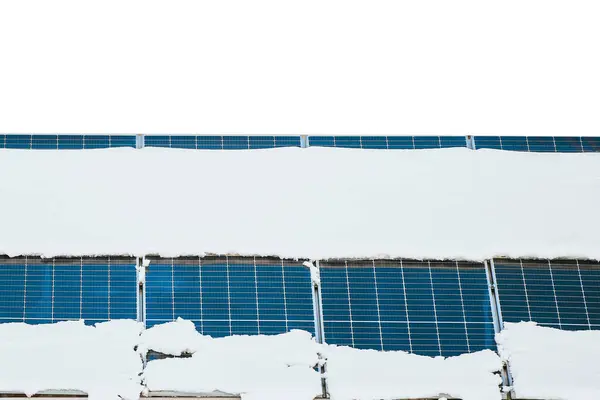 Isolated on white Efficient and Safe Energy Generation with Photovoltaic Technology. Photovoltaic electricity installation during the winter season. Alternative energy home production in cold weather.