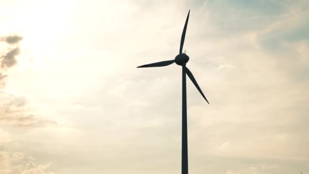 Szélmalom Naplemente Zöld Villamosenergia Termelés Fenntartható Jövője Megújuló Energiaforrások — Stock videók