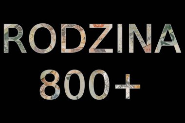 Social program for families with children in Poland. Additional payment for the kids. Rodzina 500 and 800 plus. clipart