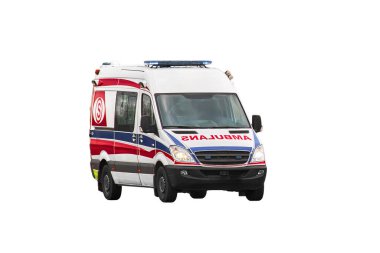 Beyaz zemin üzerinde izole edilmiş Tıbbi Yardım Aracı ayakta