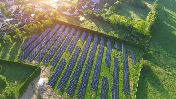 Stock image Aerial View of Modern Solar Homes in Sustainable Area