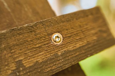 Ahşap işçiliği için ahşap tahta makro görünümlü altıgen cıvata