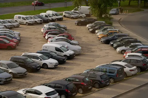 stock image Europe, Poland 01.05.2024. Overflowing urban parking lot in daytime