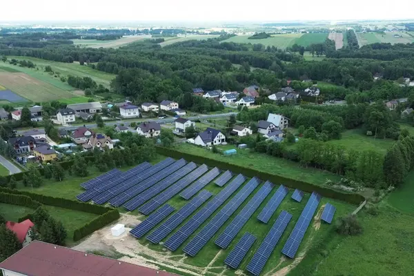 stock image Aerial View of Modern Solar Homes in Sustainable Area