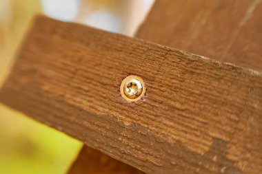Ahşap işçiliği için ahşap tahta makro görünümlü altıgen cıvata