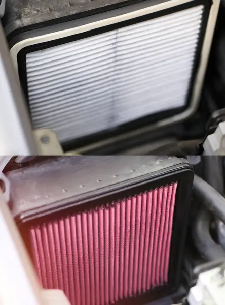 stock image Engine maintenance showing old and new air filters