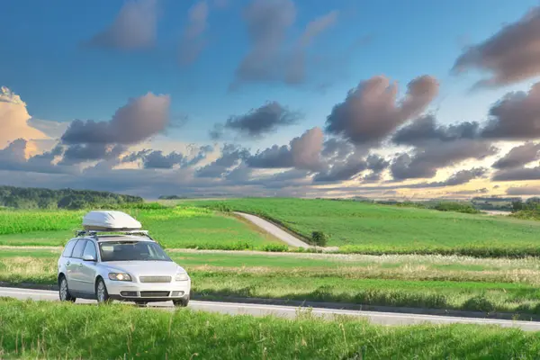 stock image Car journey through countryside.