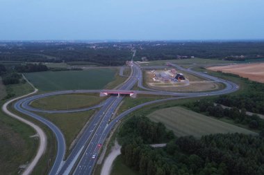 Top view of highway overpass and roads clipart