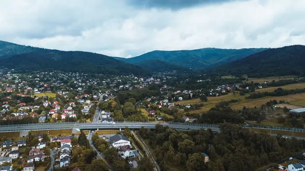 stock image Scenic Aerial View of Mountain Town Bielsko-Biala