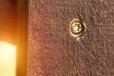 Güverte inşaatı için keresteye altıgen vida ayrıntılı çekim