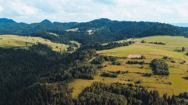 Dağlardaki manzaralı orman parkı, sabahleyin insansız hava aracı tarafından ele geçirildi.