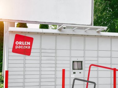 Outdoor parcel pickup locker Orlen Paczka Poland Europe 30.09.2024 clipart