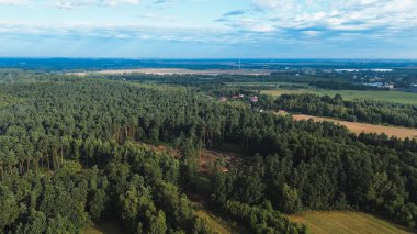 Çevre tahribatı, ormanın havadan görünüşü ve temiz topraklar yoluyla gösterildi.