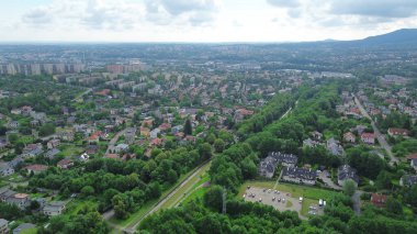 Small Town in Green Valley Aerial View clipart