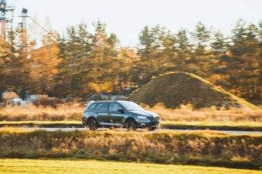 Avrupa yük arabası manzaralı kırsal alan