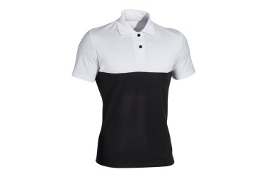 Erkekler için beyaz ve siyah polo tişört. İki renkli polo gömlek tasarımı