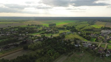 Top view of farmland and natural landscape clipart