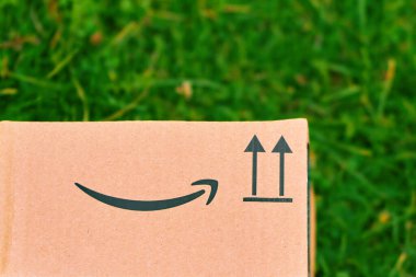 Polonya, Avrupa 29.11.2024 Çevrimiçi taşımacılık sembollü Parsel.