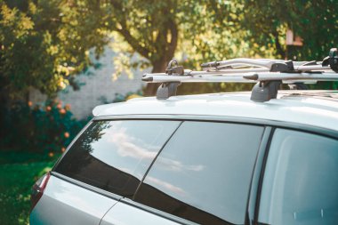 Car roof rack in a sunny garden clipart