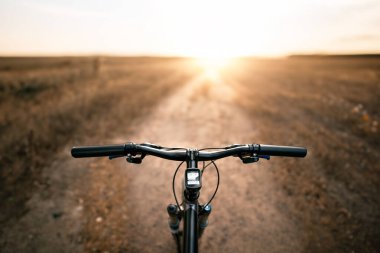 Vahşi doğada güneş ışığıyla aydınlanan bisiklet yolları. Yaz sporları aktiviteleri.
