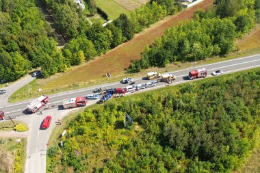 Polonya, Avrupa 25.08.2024 trafik kazasına müdahale ekipleri