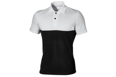 Minimalist siyah beyaz polo gömlek tasarımı beyazda izole edildi