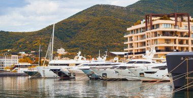 Lüks tekneleri ve sakin suları olan liman.