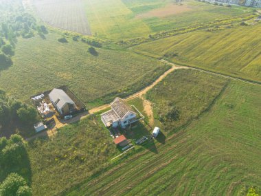 Rural construction area aerial view clipart