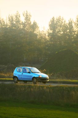 Manzarada klasik küçük araba.