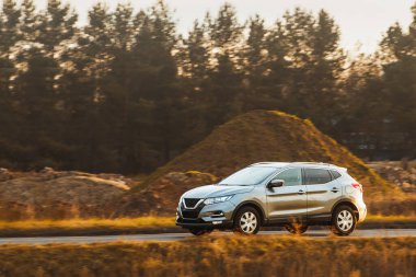 Otomobil kırsalda geziyor