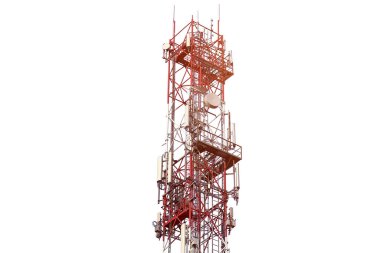 Kablolu ve antenli mobil ağ kulesi