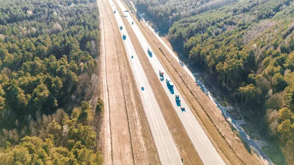 Ormanla çevrili manzaralı otoyol.