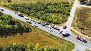 Polonya, Avrupa 25.08.2024 trafik kazasına müdahale ekipleri