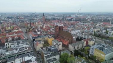 Tarihi Wroclaw şehir meydanının hava görüntüsü