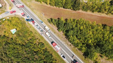 Polonya, Avrupa 25.08.2024 'te kaza mahallinde itfaiye ve ambulanslar
