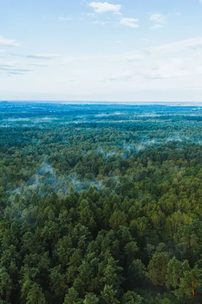 Kırsal sonbahar manzarası ve köy üzerinde puslu gün doğumu