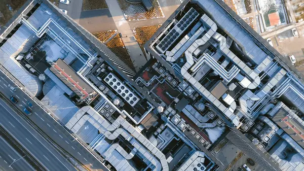 Hava manzaralı endüstriyel HVAC çatısı sistemi