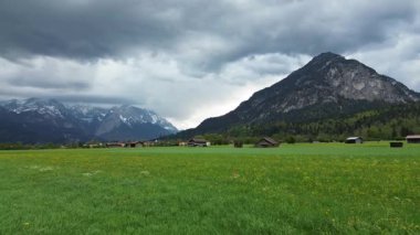 Dağ zeminli yeşil çimenli çayır