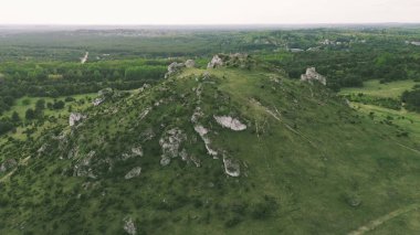 Yoğun ormanlarla çevrili büyük kaya oluşumu