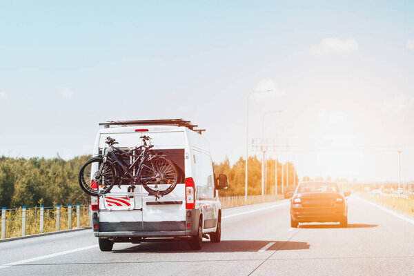 Road trip with bikes on camper van