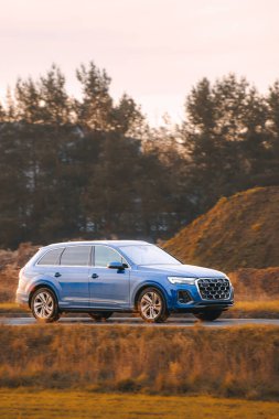 Otomobil kırsalda geziyor