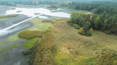 Düşük su seviyeli göl manzarası