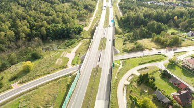 Yoğun yeşil ormandan geçen yol.