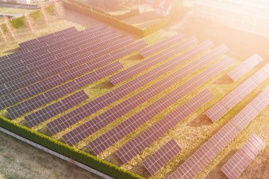 Elektrik üreten modern güneş çiftliği